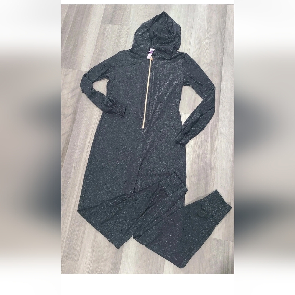 Savage Fenty Black Speckled Jumpsuit with Gold Zipper M